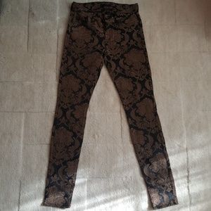 7 for All Mankind Black Gold Brocade Skinny Pant